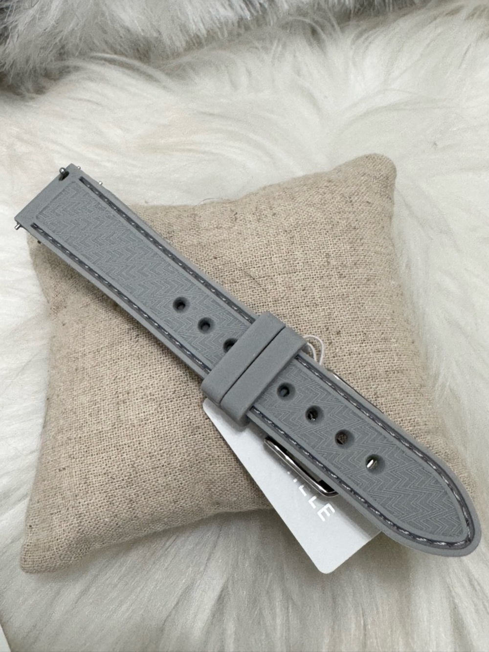NEW wTags Michele 18MM Silicone Watch Band in Silver Grey - Picture 2 of 7